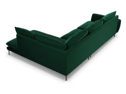 Cosmopolitan Design - Sofá de canto direito "Vienna" 6 lugares em veludo verde garrafa - 275x185x95cm^ Sofá
