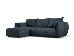 Sofá*Cosmopolitan Design - Sofá convertível de canto esquerdo com caixa de arrumação "Matera" 4 lugares em tecido chenille azul real - 253x173x86cm Azul escuro