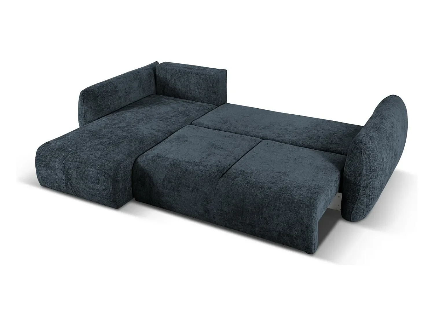 Sofá*Cosmopolitan Design - Sofá convertível de canto esquerdo com caixa de arrumação "Matera" 4 lugares em tecido chenille azul real - 253x173x86cm Azul escuro