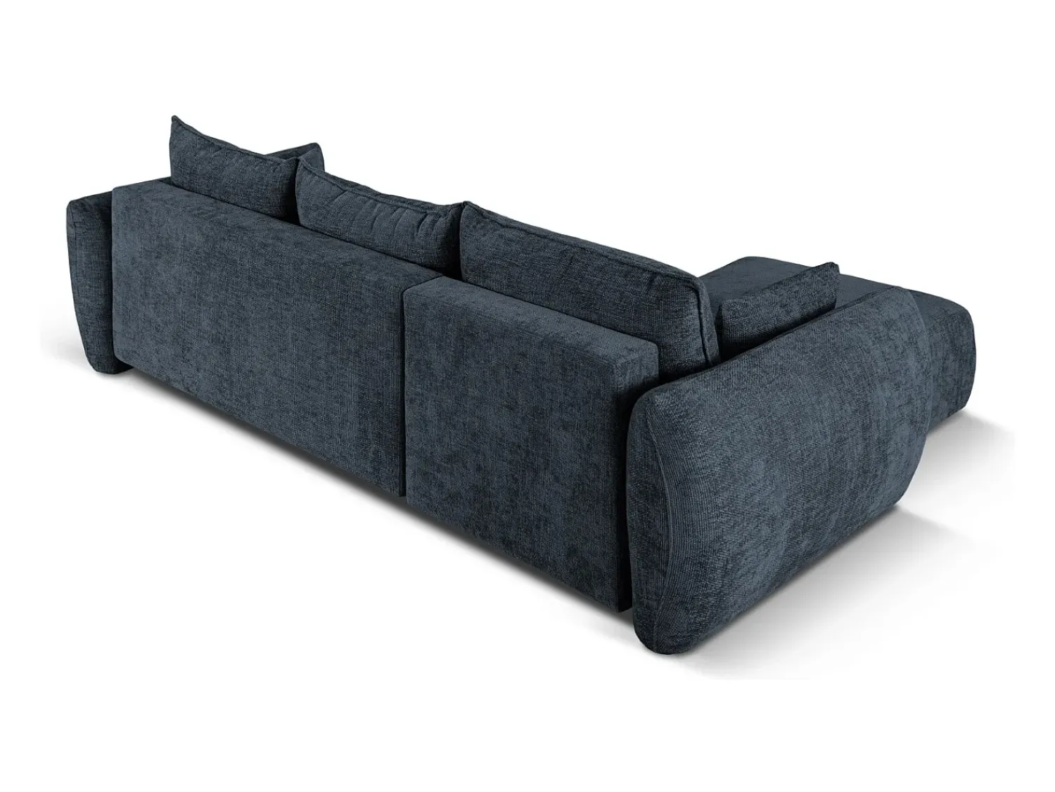 Sofá*Cosmopolitan Design - Sofá convertível de canto esquerdo com caixa de arrumação "Matera" 4 lugares em tecido chenille azul real - 253x173x86cm Azul escuro