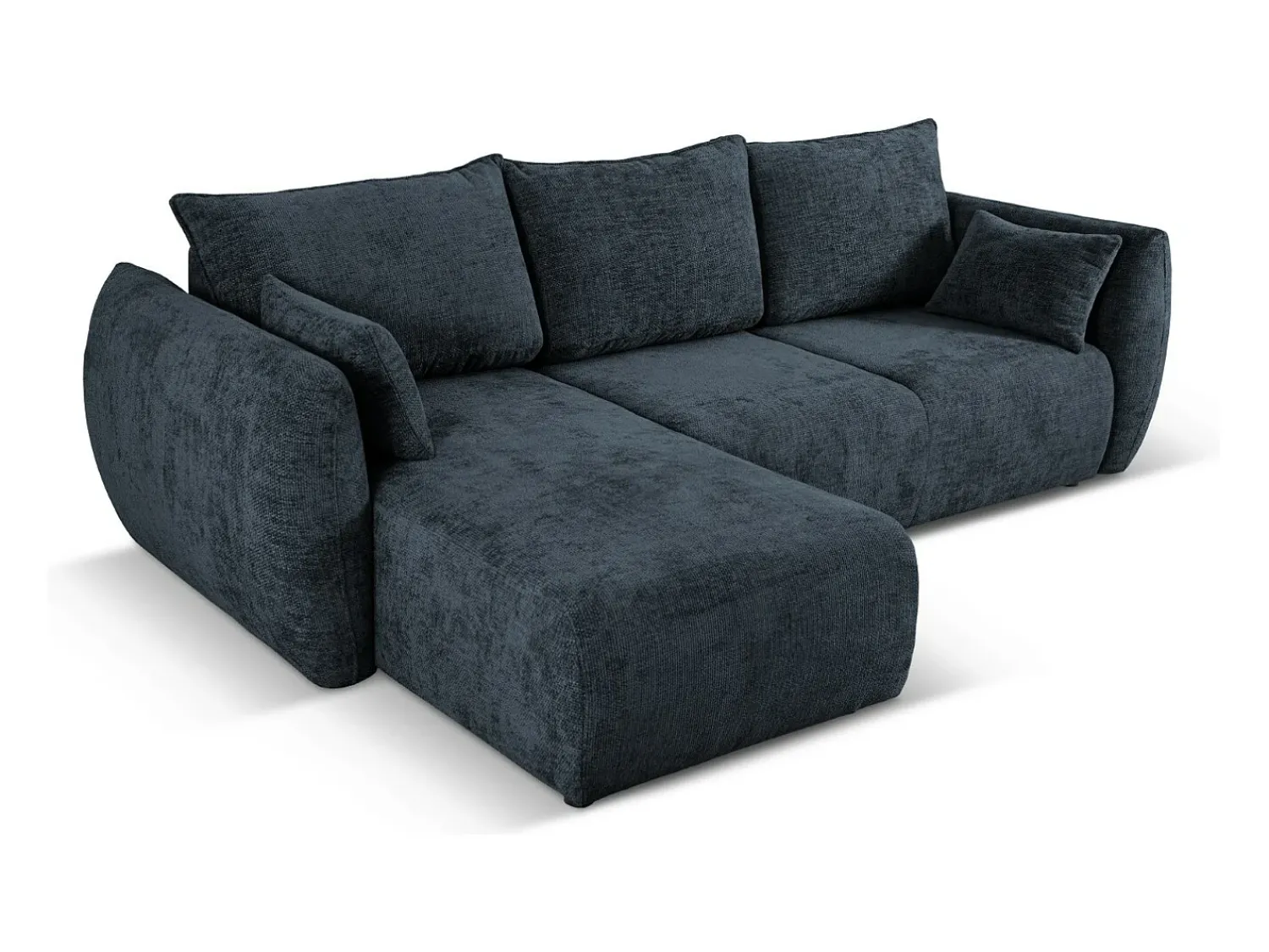 Sofá*Cosmopolitan Design - Sofá convertível de canto esquerdo com caixa de arrumação "Matera" 4 lugares em tecido chenille azul real - 253x173x86cm Azul escuro