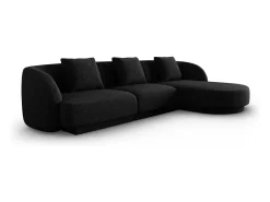 Sale Cosmopolitan Design - Sofá de canto direito "Tulum" 4 lugares em tecido chenille - 255x156x70cm Preto