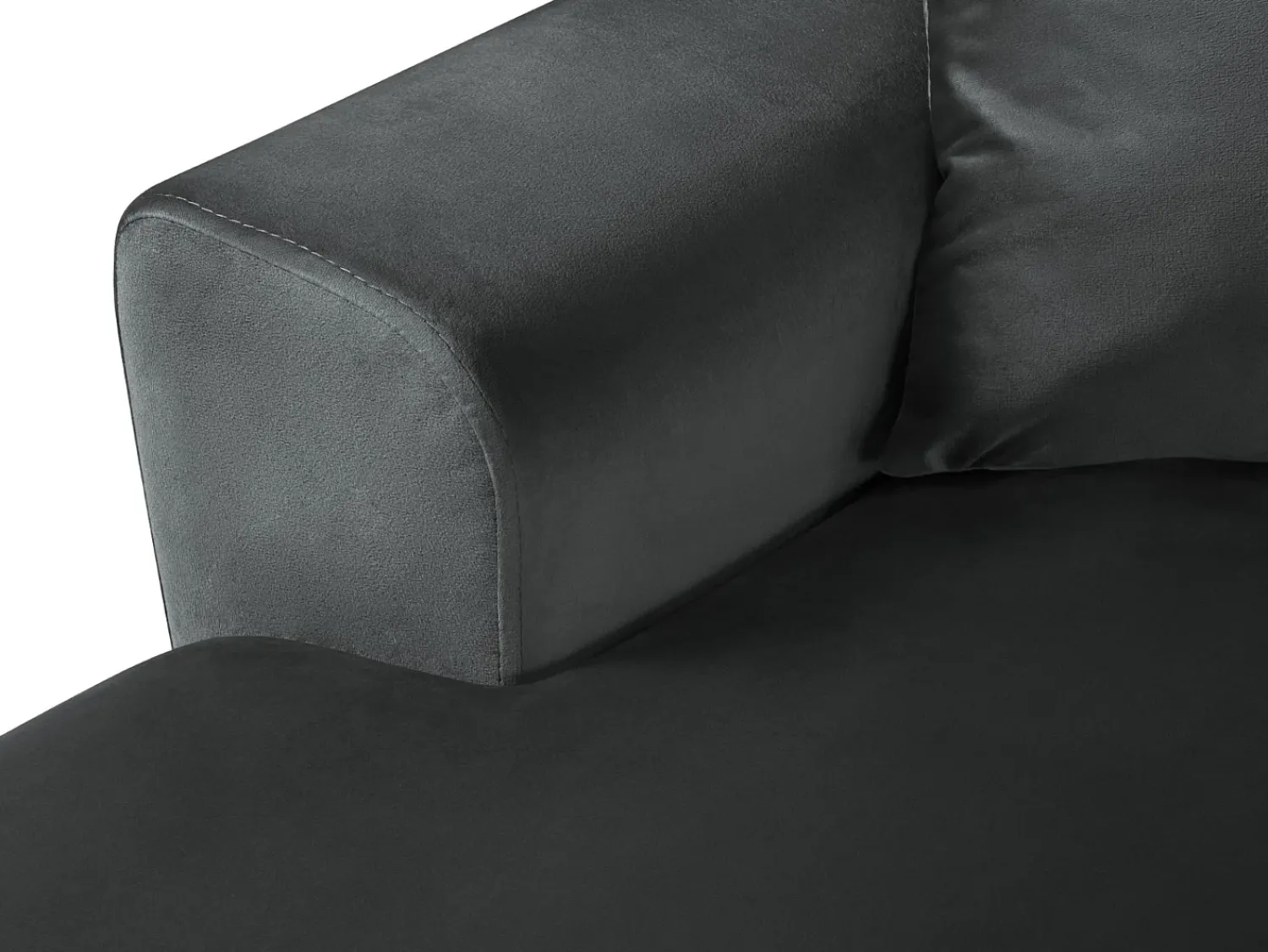 Sofá|Cosmopolitan Design - Sofá panorâmico convertível em linha reta com caixa de arrumação "Kyoto" 7 lugares em veludo cinza escuro - 313x194x88cm Cinza antracite