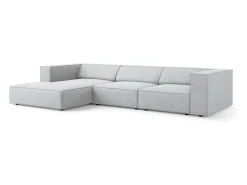 Cosmopolitan Design - Sofá de canto esquerdo "Arendal" 4 lugares em tecido chenille com efeito canelado cinza claro - 284x166x70cm^ Sofá