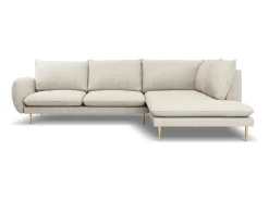 Sofá*Cosmopolitan Design - Sofá de canto direito "Vienna" 6 lugares em tecido estrutural claro - 275x185x95cm Bege
