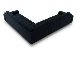 Sofá|Cosmopolitan Design - Sofá de canto simétrico "Bali" 6 lugares em veludo - 256x256x75cm Azul escuro