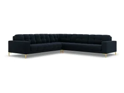 Sofá|Cosmopolitan Design - Sofá de canto simétrico "Bali" 6 lugares em veludo - 256x256x75cm Azul escuro