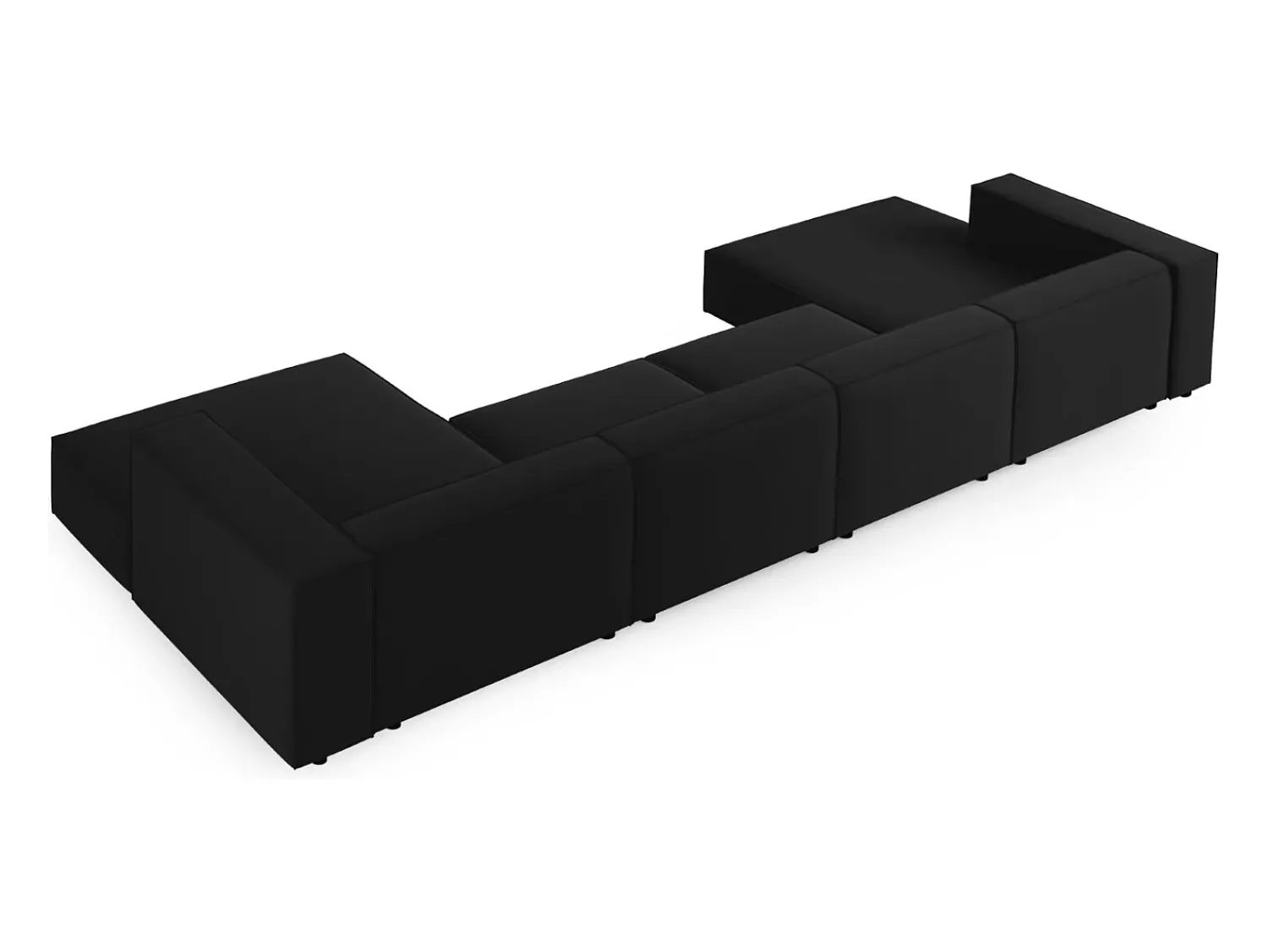 Sofá*Cosmopolitan Design - Sofá panorâmico "Arendal" 6 lugares em veludo - 364x166x70cm Preto