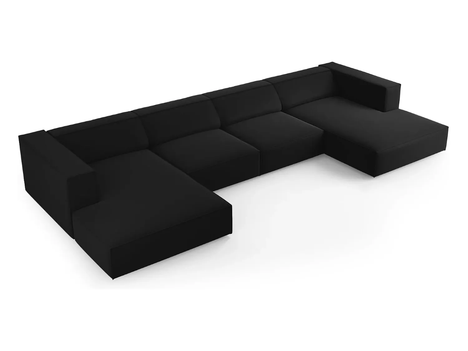 Sofá*Cosmopolitan Design - Sofá panorâmico "Arendal" 6 lugares em veludo - 364x166x70cm Preto