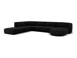 Sofá*Cosmopolitan Design - Sofá de canto panorâmico à esquerda "Tulum" 6 lugares em veludo - 330x255x70cm Preto