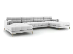 Sofá|Cosmopolitan Design - Sofá panorâmico "Bali" 7 lugares em tecido estrutural cinza claro - 383x185x75cm Cinzento claro