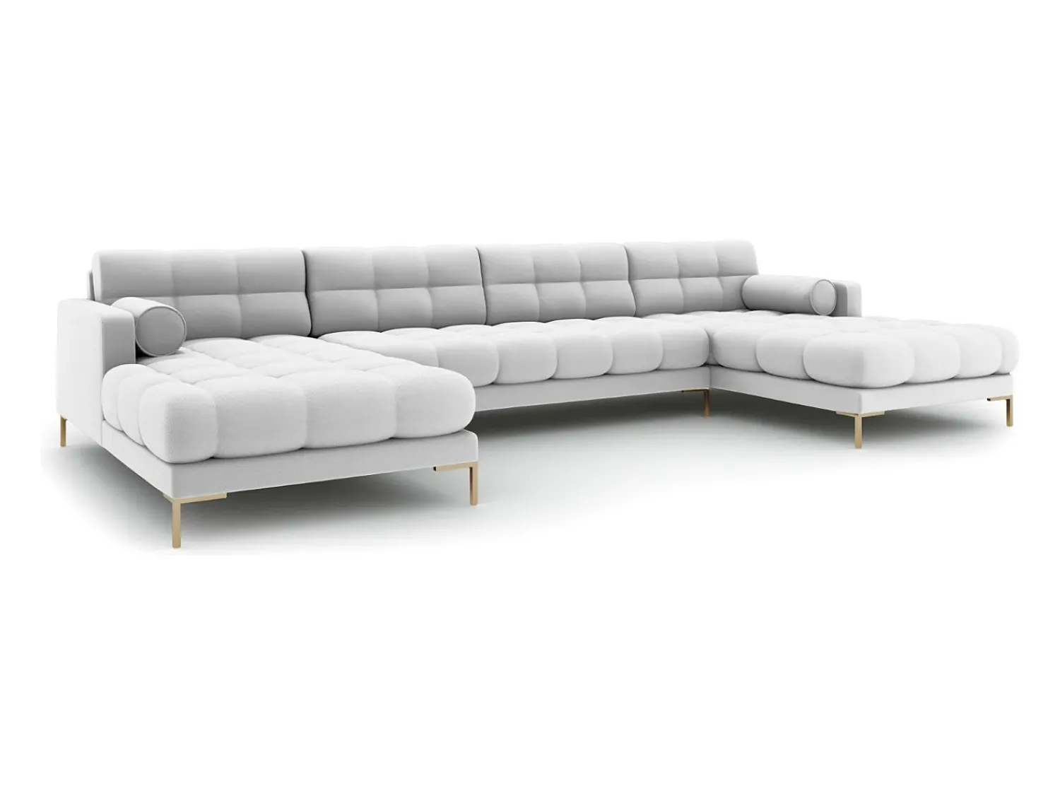 Sofá|Cosmopolitan Design - Sofá panorâmico "Bali" 7 lugares em tecido estrutural cinza claro - 383x185x75cm Cinzento claro