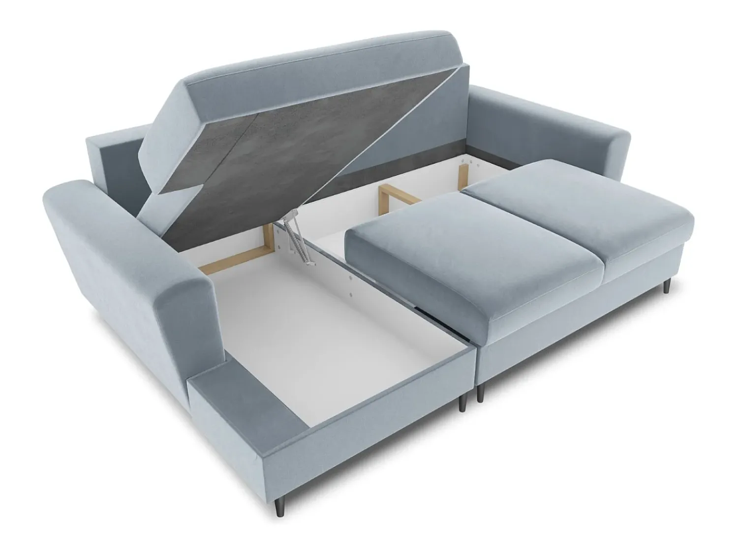 Cosmopolitan Design - Sofá convertível de canto esquerdo com caixa de arrumação "Kyoto" 4 lugares em veludo - 241x145x88cm^ Sofá