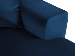 Sofá|Cosmopolitan Design - Sofá panorâmico convertível esquerdo com caixa de arrumação "Kyoto" 7 lugares em veludo azul real - 313x194x88cm Azul escuro