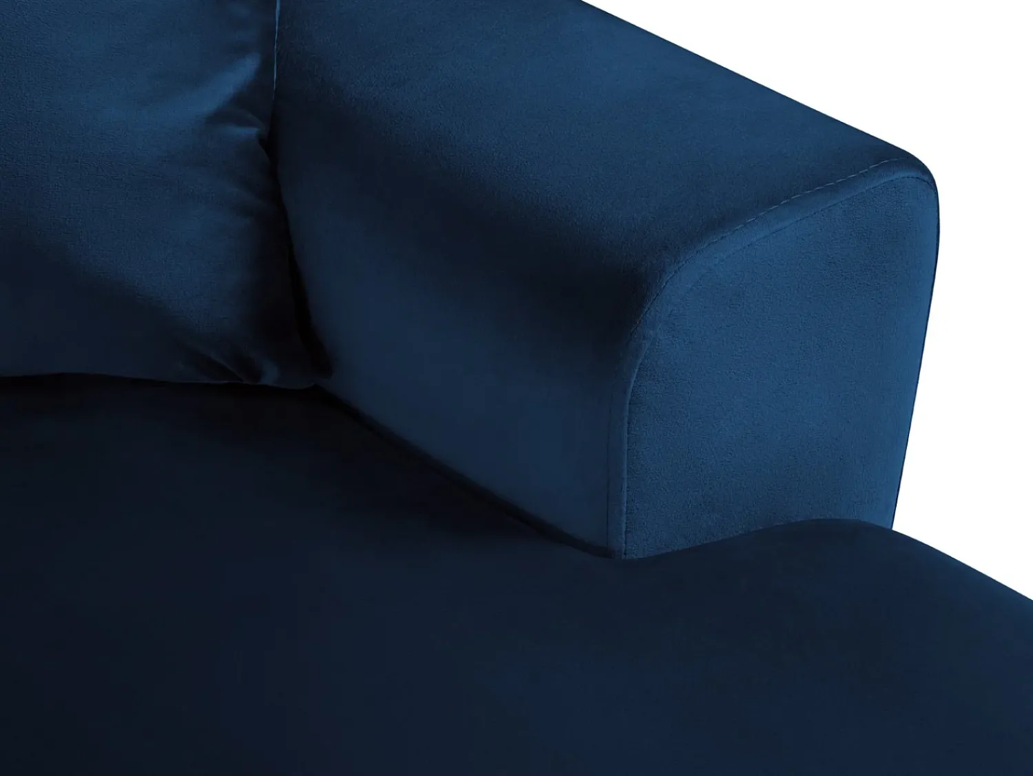 Sofá|Cosmopolitan Design - Sofá panorâmico convertível esquerdo com caixa de arrumação "Kyoto" 7 lugares em veludo azul real - 313x194x88cm Azul escuro