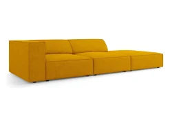 Sale Cosmopolitan Design - Sofá direito "Arendal" 4 lugares em tecido chenille com efeito canelado mostarda - 262x102x70cm Amarelo mostarda
