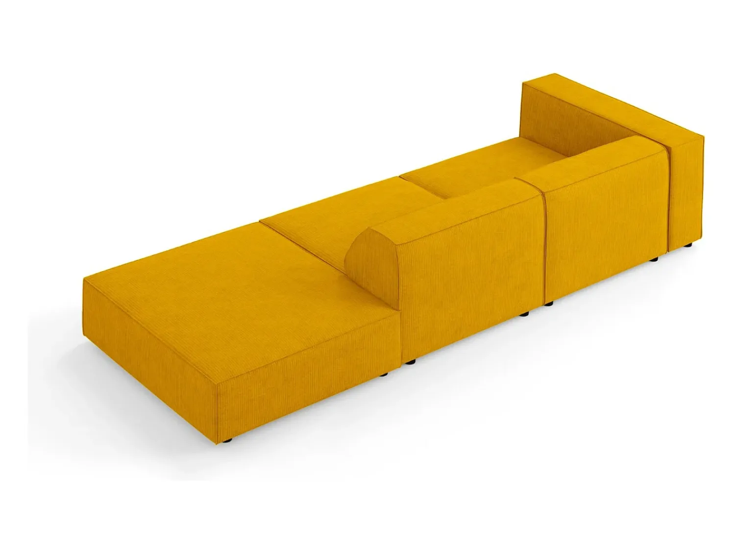 Sale Cosmopolitan Design - Sofá direito "Arendal" 4 lugares em tecido chenille com efeito canelado mostarda - 262x102x70cm Amarelo mostarda