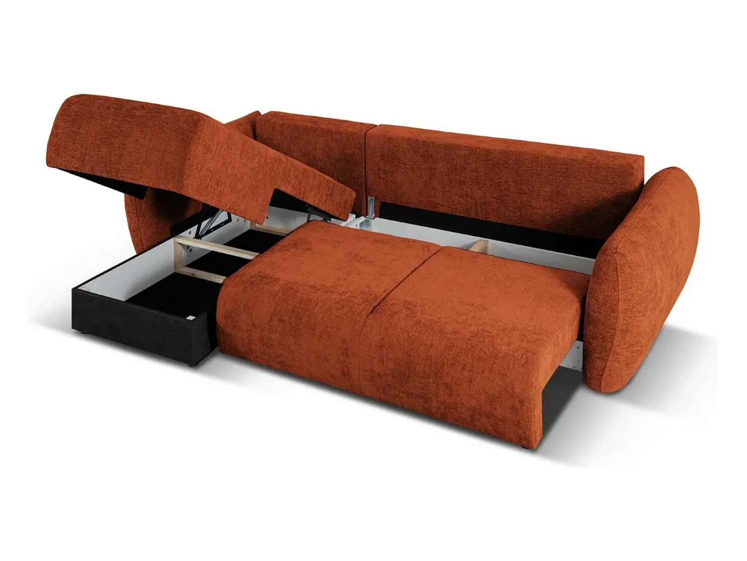 Cosmopolitan Design - Sofá convertível de canto esquerdo com caixa de arrumação "Matera" 4 lugares em tecido chenille - 253x173x86cm^ Sofá