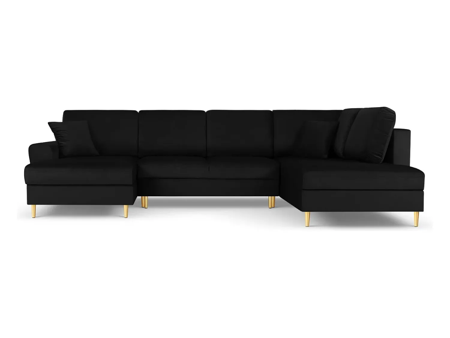 Sofá|Cosmopolitan Design - Sofá panorâmico convertível em linha reta com caixa de arrumação "Kyoto" 7 lugares em veludo - 313x194x88cm Preto