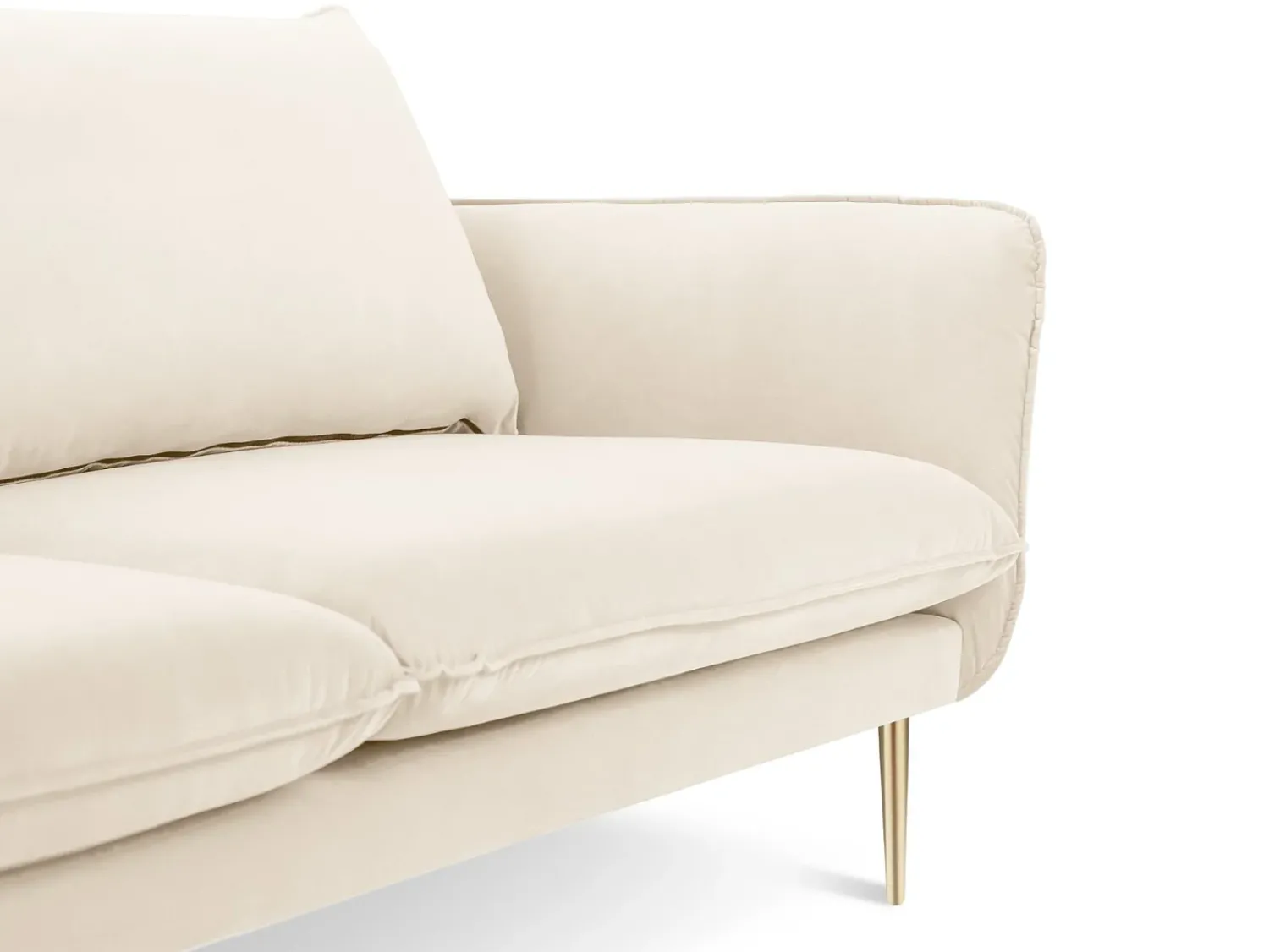 Sofá|Cosmopolitan Design - Sofá "Vienna" 4 lugares em veludo claro - 230x92x95cm Bege