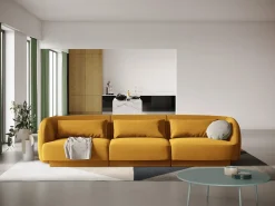Hot Cosmopolitan Design - Sofá "Tulum" 3 lugares em veludo - 255x90x70cm Amarelo