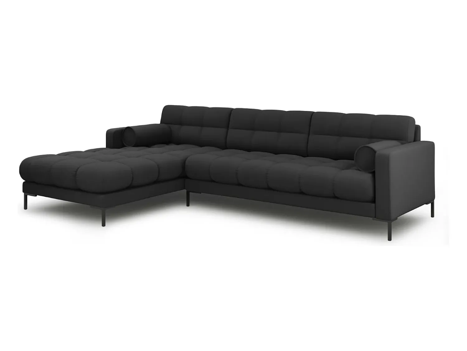 Outlet Cosmopolitan Design - Sofá de canto esquerdo "Bali" 5 lugares em tecido estrutural cinza escuro - 293x185x75cm Cinza antracite