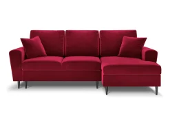Cosmopolitan Design - Sofá convertível de canto direito com caixa de arrumação "Kyoto" 4 lugares em veludo - 241x145x88cm Vermelho