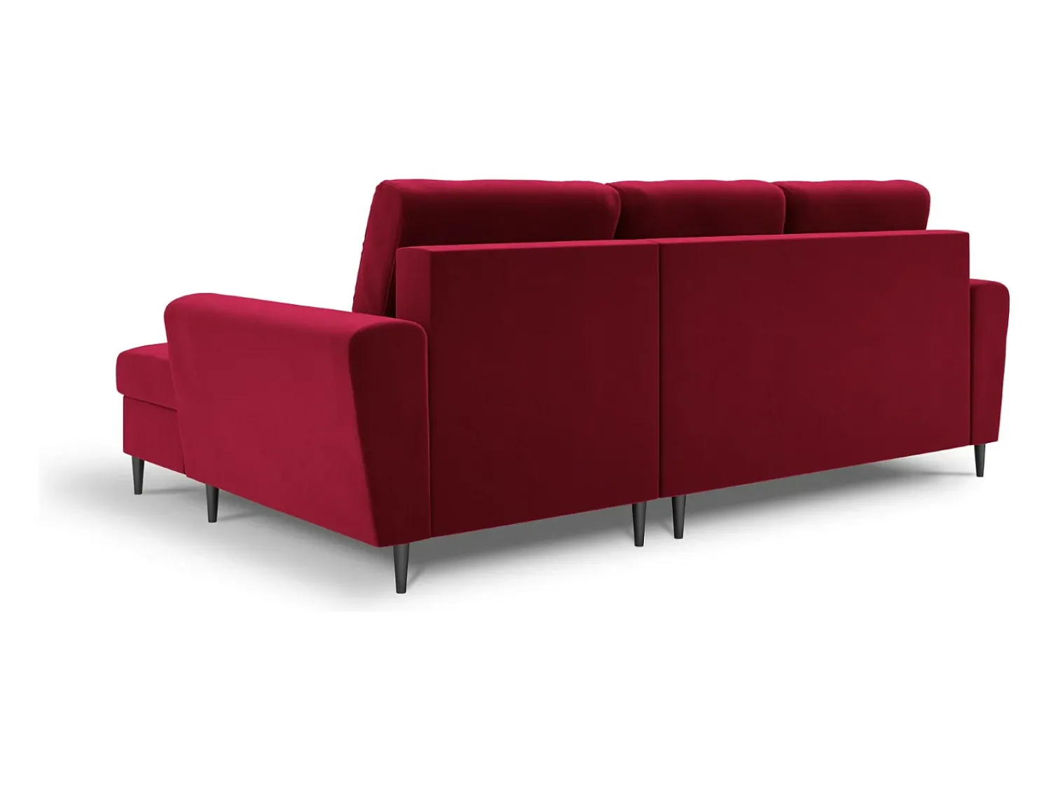 Cosmopolitan Design - Sofá convertível de canto direito com caixa de arrumação "Kyoto" 4 lugares em veludo - 241x145x88cm Vermelho