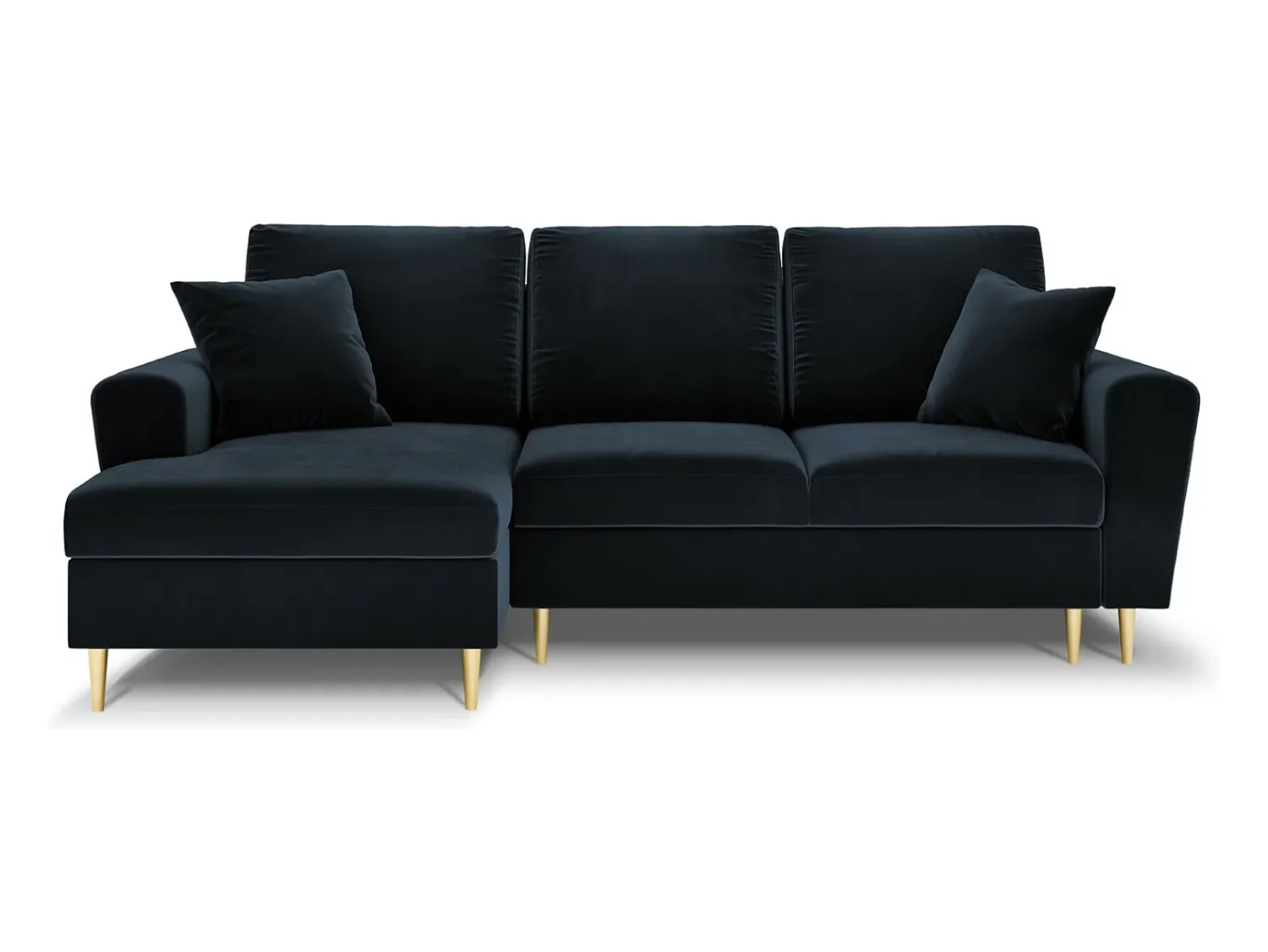 Sofá*Cosmopolitan Design - Sofá convertível de canto esquerdo com caixa de arrumação "Kyoto" 4 lugares em veludo - 241x145x88cm Azul escuro