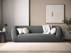 Hot Cosmopolitan Design - Sofá "Essen" 3 lugares em tecido bouclé cinza escuro - 230x95x86cm Cinza antracite