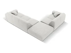 Cosmopolitan Design - Sofá de canto esquerdo "Nolio" 4 lugares em tecido chenille cinza claro - 315x250x72cm^ Sofá