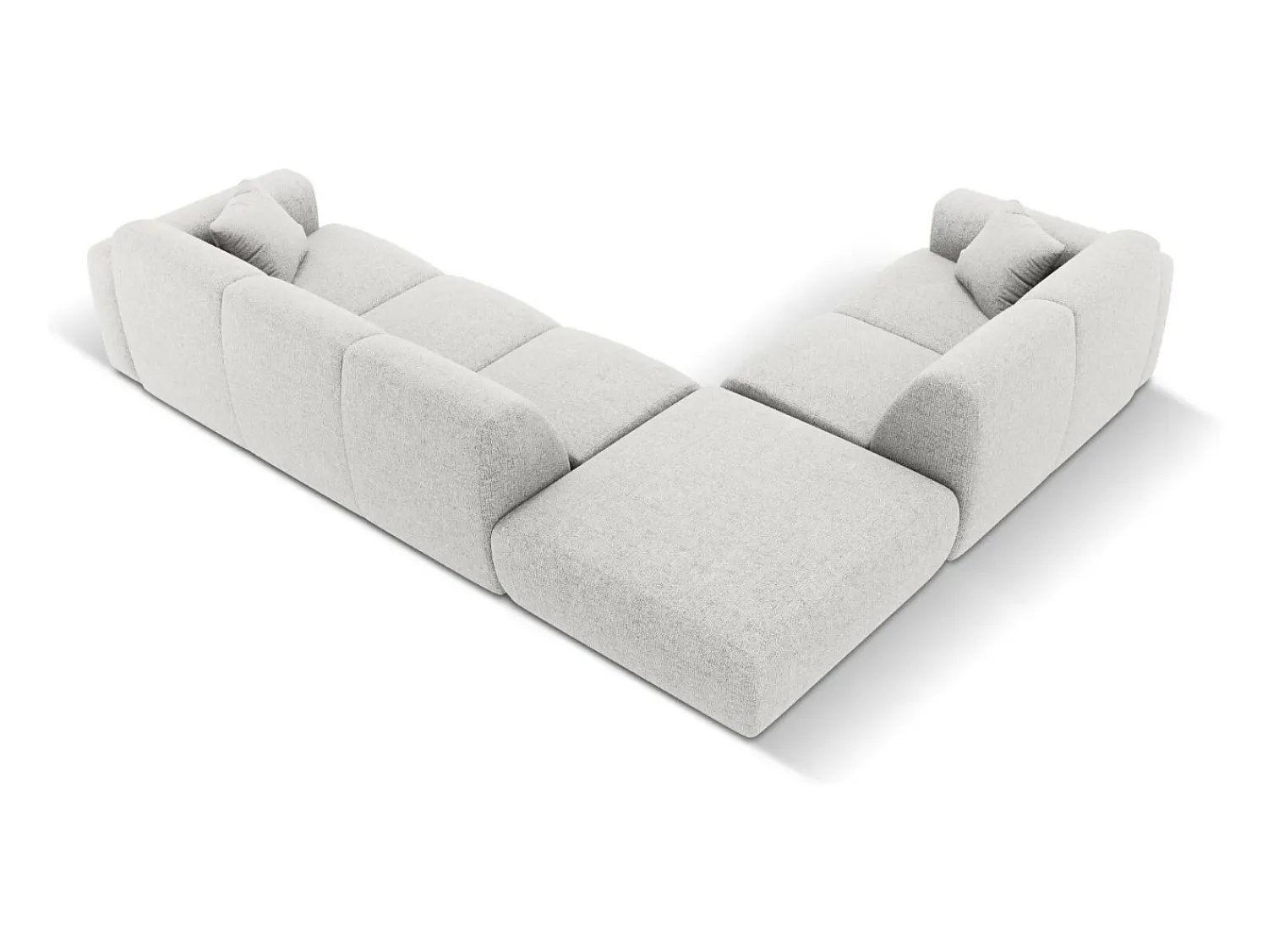 Cosmopolitan Design - Sofá de canto esquerdo "Nolio" 4 lugares em tecido chenille cinza claro - 315x250x72cm^ Sofá