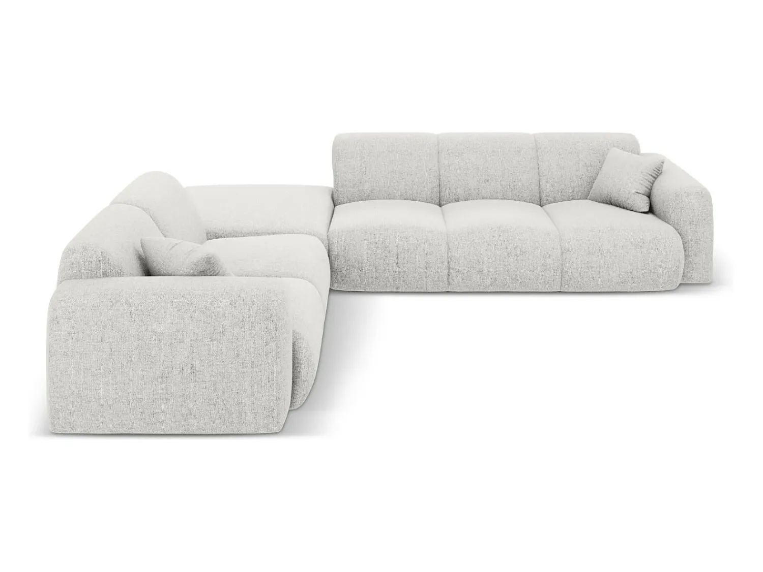 Cosmopolitan Design - Sofá de canto esquerdo "Nolio" 4 lugares em tecido chenille cinza claro - 315x250x72cm^ Sofá