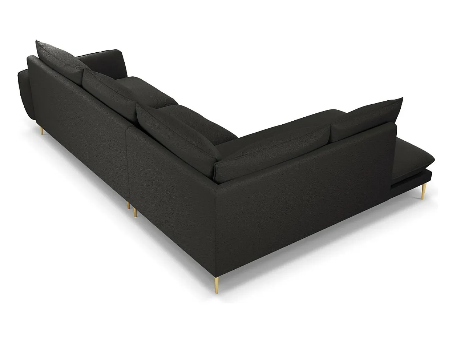 Clearance Cosmopolitan Design - Sofá de canto esquerdo "Vienna" 6 lugares em tecido bouclé - 275x185x95cm Preto