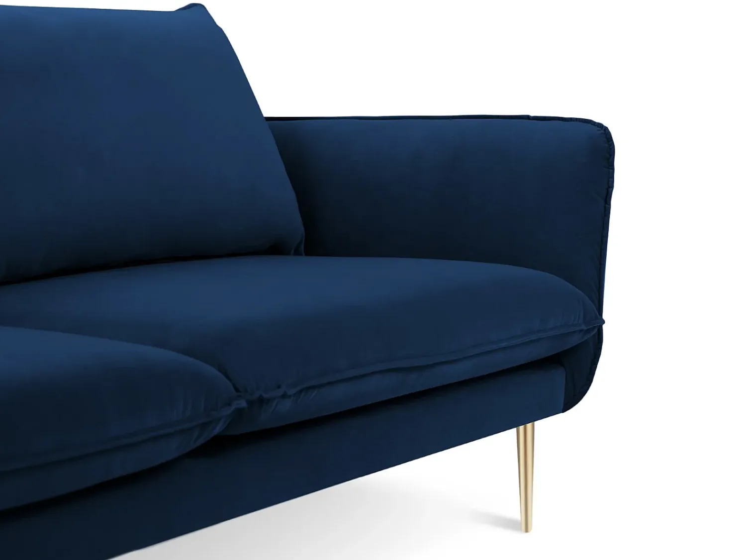 Sofá|Cosmopolitan Design - Sofá "Vienna" 4 lugares em veludo azul real - 230x92x95cm Azul escuro