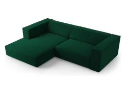 Sale Cosmopolitan Design - Sofá de canto esquerdo "Arendal" 3 lugares em veludo verde garrafa - 224x166x70cm Verde pinho