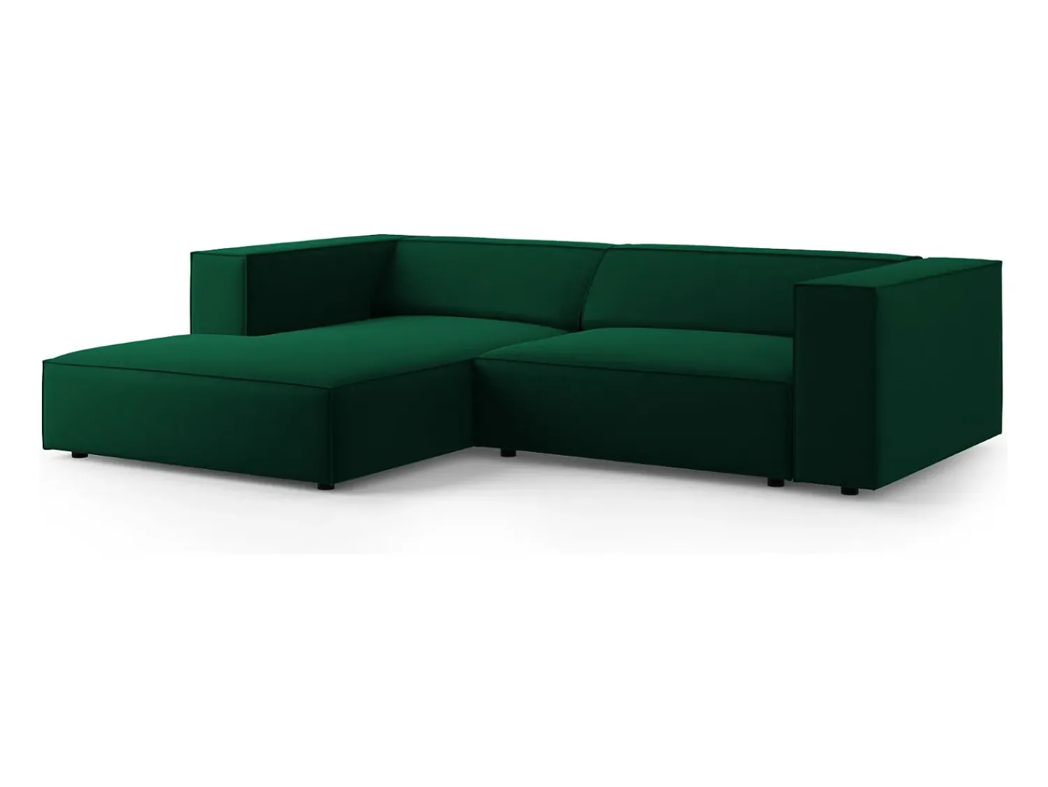 Sale Cosmopolitan Design - Sofá de canto esquerdo "Arendal" 3 lugares em veludo verde garrafa - 224x166x70cm Verde pinho