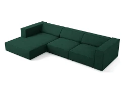 Cosmopolitan Design - Sofá de canto esquerdo "Arendal" 4 lugares em tecido chenille com efeito canelado verde garrafa - 284x166x70cm^ Sofá