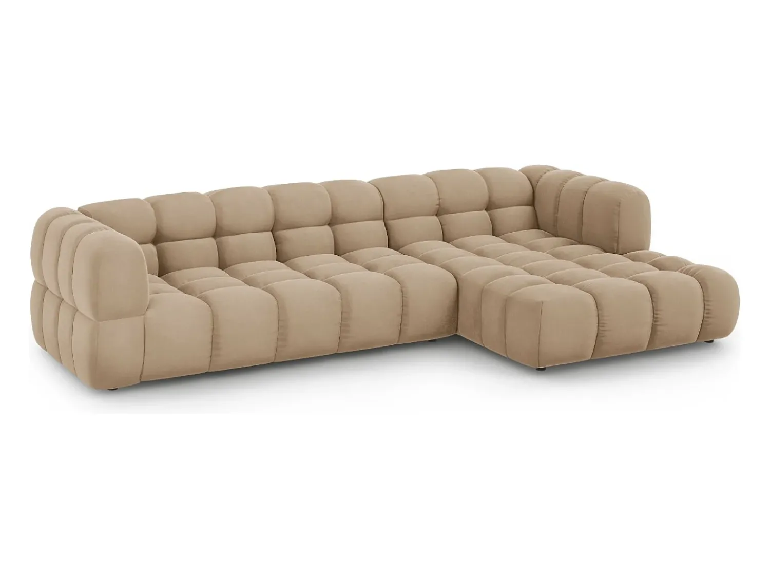 Hot Cosmopolitan Design - Sofá modular de canto direito "Sky" 4 lugares em veludo areia - 300x162x75cm Camel