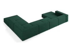 Sofá*Cosmopolitan Design - Sofá de canto direito panorâmico "Arendal" 7 lugares em tecido chenille com efeito canelado verde garrafa - 364x262x70cm Verde pinho