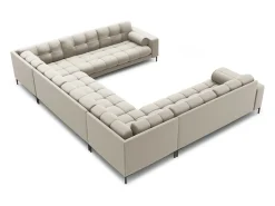 Hot Cosmopolitan Design - Sofá panorâmico "Bali" 9 lugares em tecido estrutural - 327x256x75cm Bege