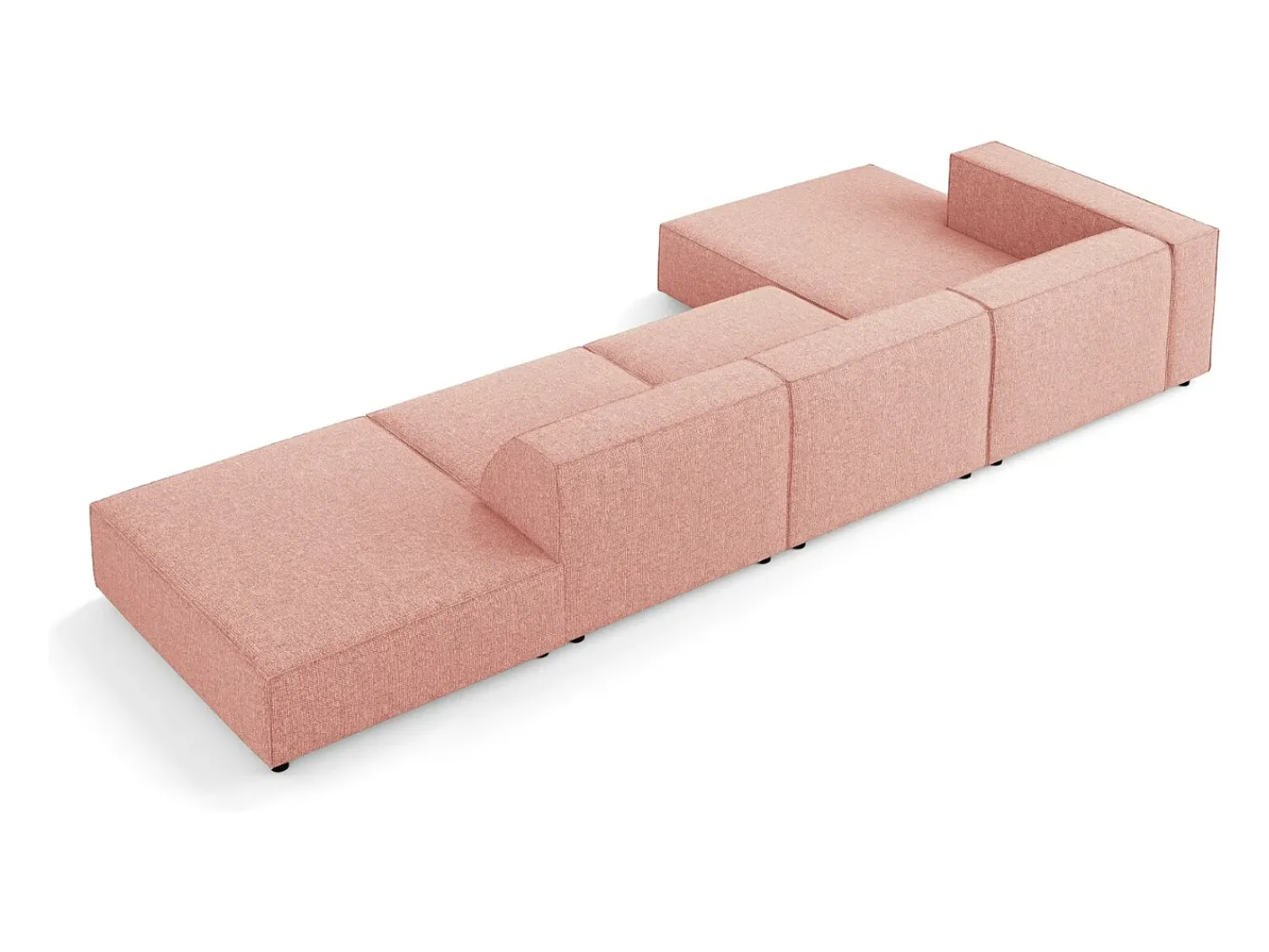 Sofá|Cosmopolitan Design - Sofá de canto esquerdo "Arendal" 5 lugares em tecido chenille - 341x166x70cm Rosa