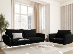 Sofá|Cosmopolitan Design - Sofá "Vienna" 2 lugares em veludo - 160x92x95cm Preto