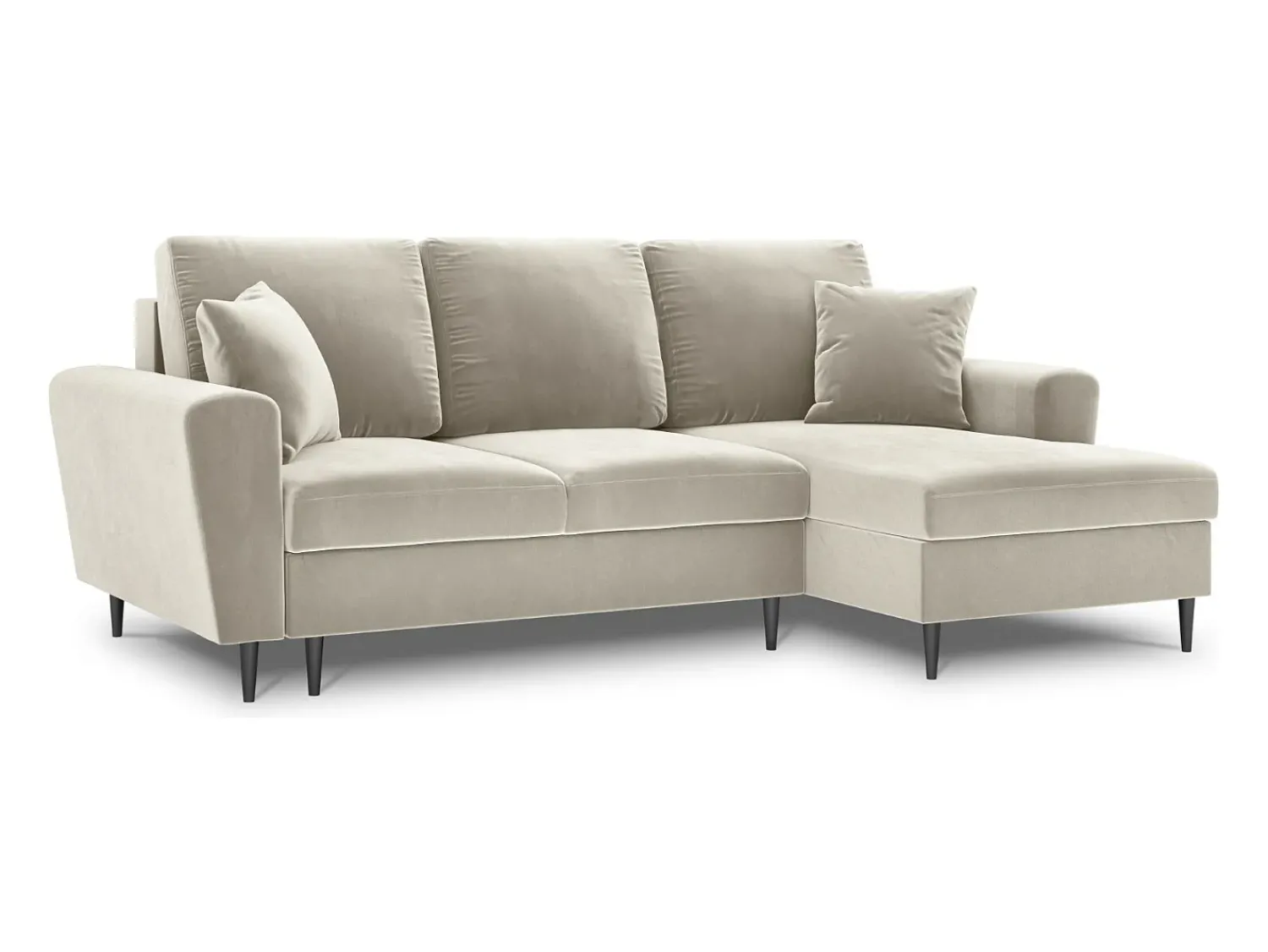Sofá*Cosmopolitan Design - Sofá convertível de canto direito com caixa de arrumação "Kyoto" 4 lugares em veludo claro - 241x145x88cm Bege
