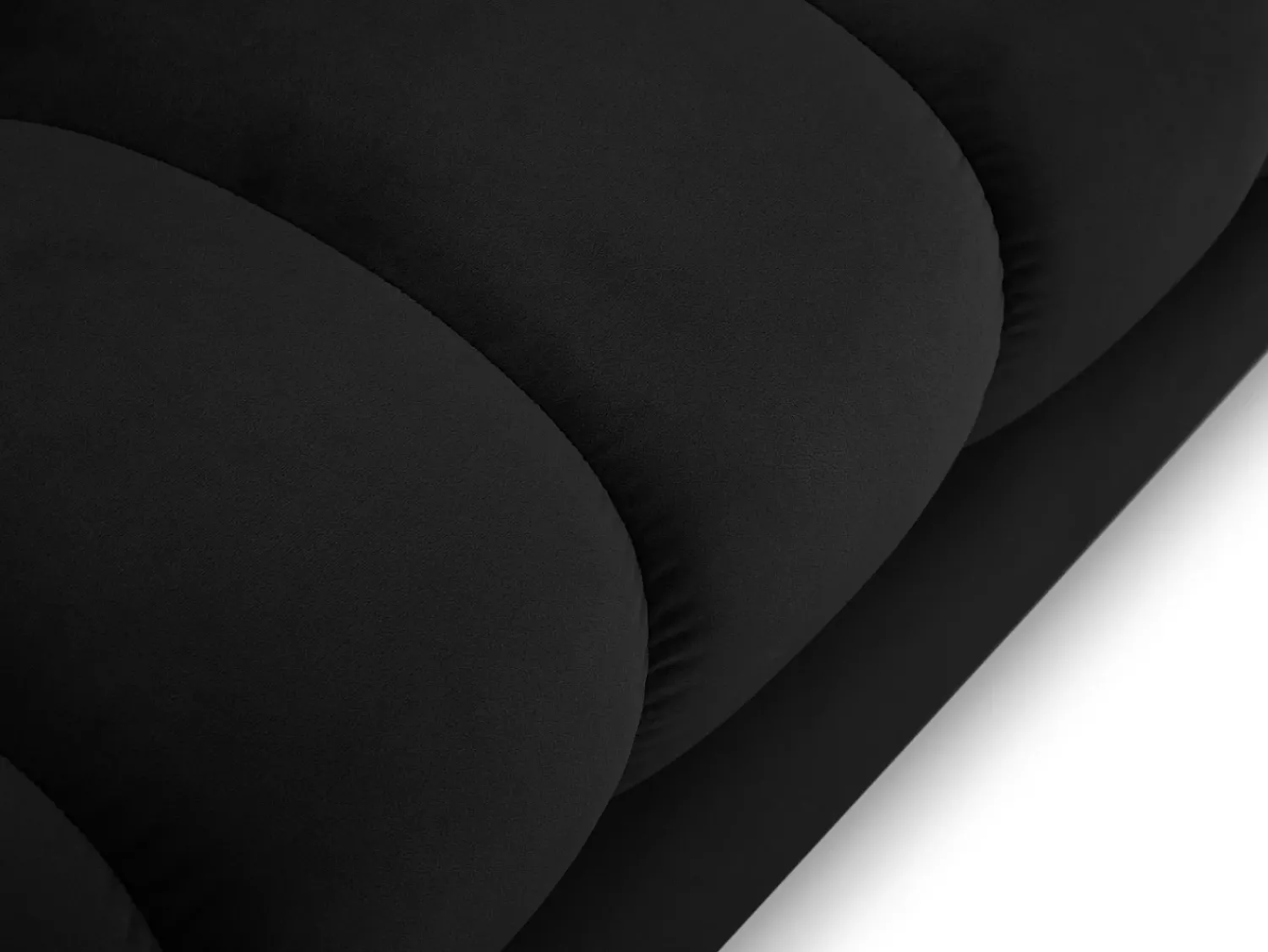 Sofá*Cosmopolitan Design - Sofá panorâmico "Bali" 7 lugares em veludo - 383x185x75cm Preto
