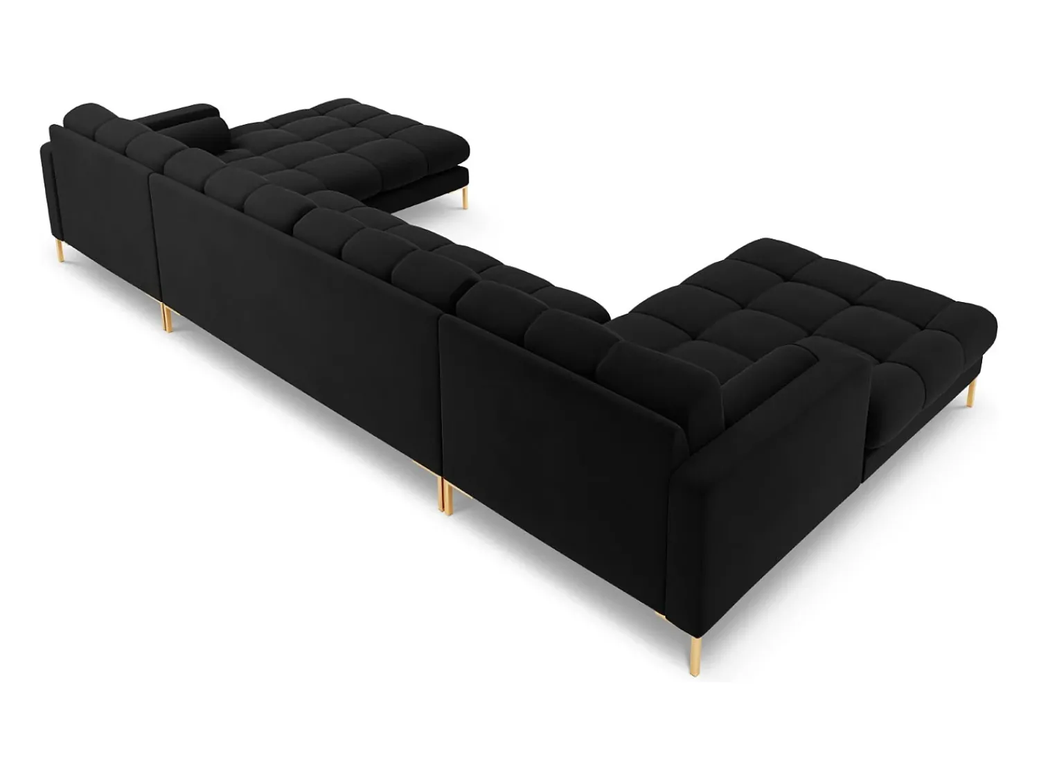 Sofá*Cosmopolitan Design - Sofá panorâmico "Bali" 7 lugares em veludo - 383x185x75cm Preto