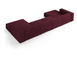 Cosmopolitan Design - Sofá panorâmico "Arendal" 6 lugares em tecido chenille com efeito canelado rubi - 364x166x70cm^ Sofá