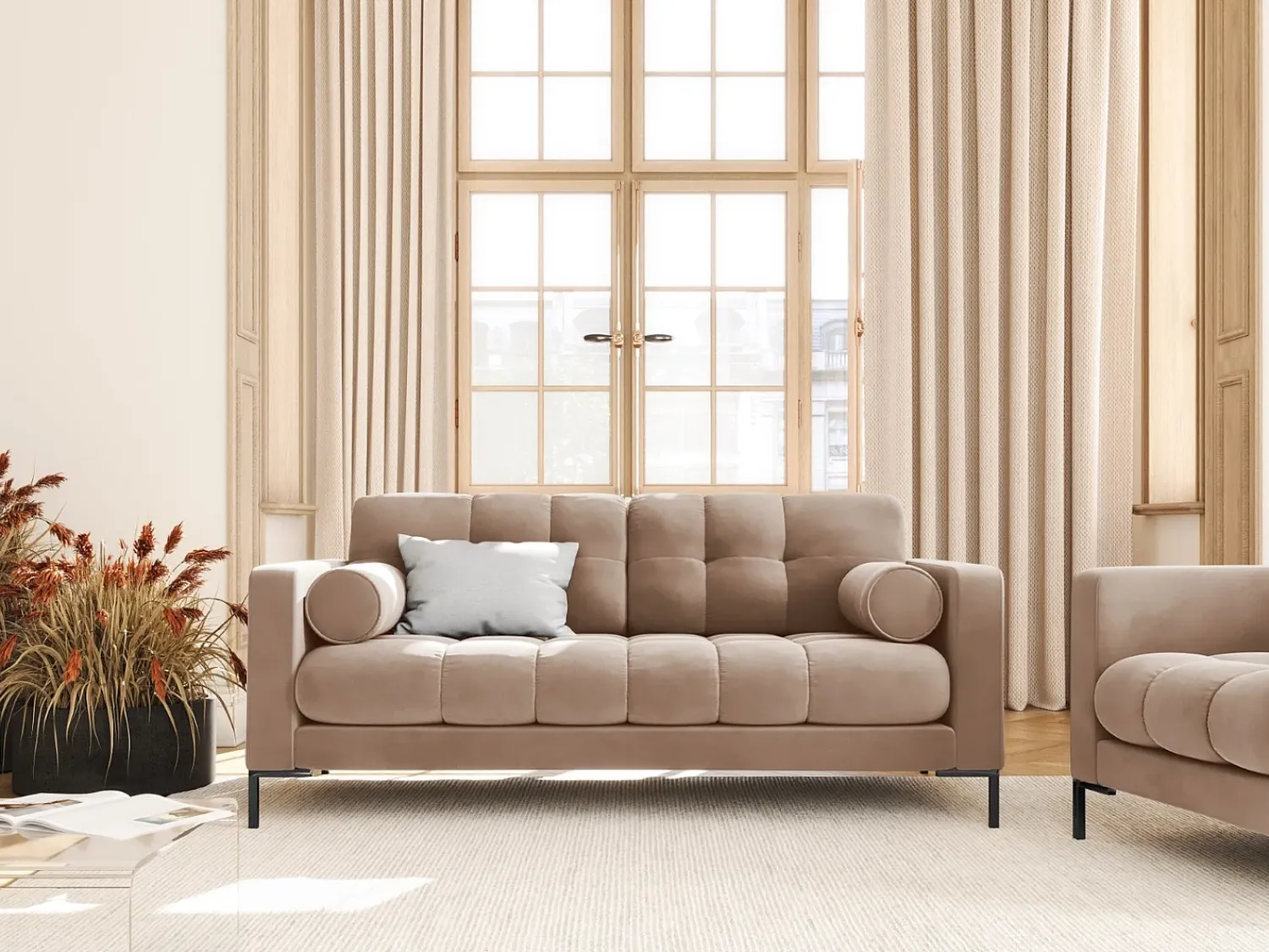 Cosmopolitan Design - Sofá "Bali" 2 lugares em veludo - 152x92x75cm^ Sofá