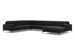 Sale Cosmopolitan Design - Sofá de canto panorâmico à esquerda "Bali" 7 lugares em tecido estrutural cinza escuro - 327x256x75cm Cinza antracite