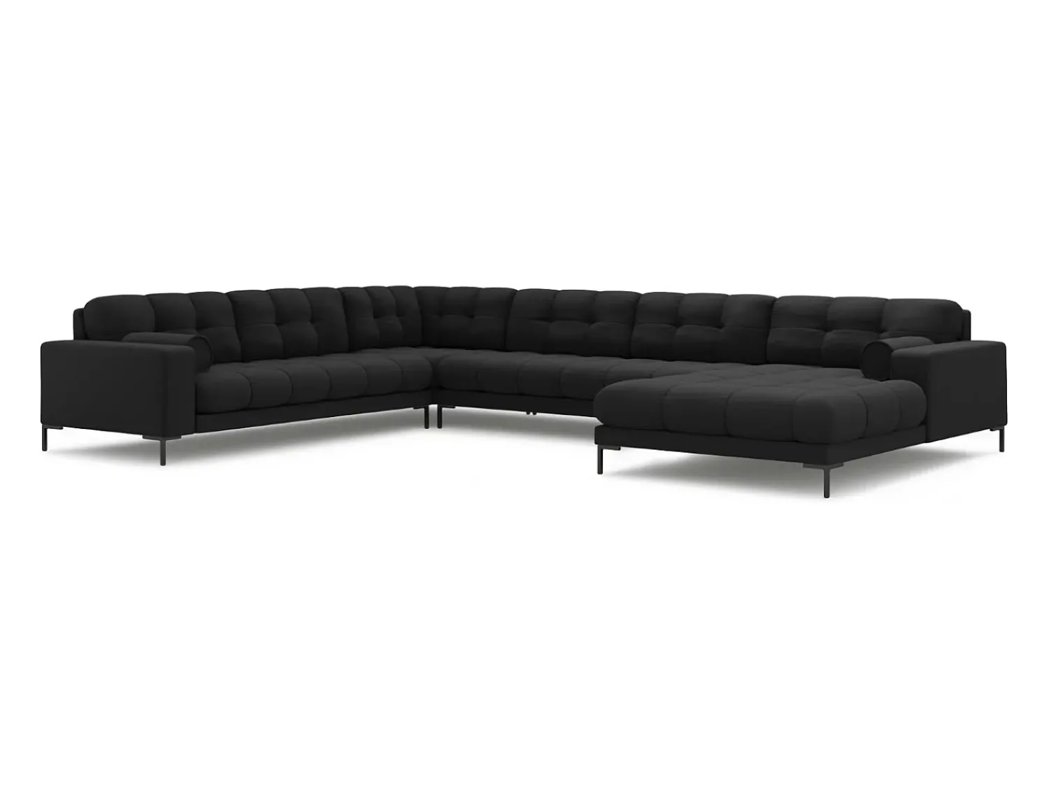 Sale Cosmopolitan Design - Sofá de canto panorâmico à esquerda "Bali" 7 lugares em tecido estrutural cinza escuro - 327x256x75cm Cinza antracite